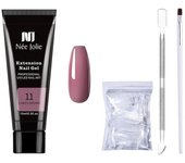 Kit de gel para extensión de uñas Poly, kit de prueba de mejora de uñas Poly Gel transparente en gel Nude con mini kit para uñas artísticas de 15 ml