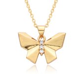 Nuevo Maple inoxidable Corazón Geométrico Mariposa Collar de Las Señoritas Chapado en oro