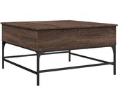 vidaXL Mesa de centro madera ingeniería metal 80x80x45 cm Negro, Roble Sonoma, Roble ahumado Mesita de Salón o Comedor o Auxiliar Mesa de Café Meuble Salón
