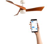 Create Ventilador de Techo DC Silencioso con Aspas de Madera Natural y Luz Regulable- WIND CURVE