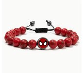 Pulsera de cuentas de Spiderman con ojo de tigre y obsidiana esmerilada para hombre.