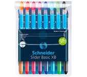 Schneider bolígrafo slider basic f + 2 gratis colores surtidos -estuche 8u-