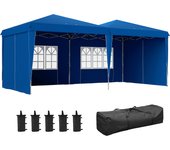 Outsunny Carpa Plegable 6x3 m con Paredes Laterales Carpa para Fiestas Altura Ajustable con Bolsa de Transporte Ruedas y 5 Bolsas de Arena para Exterior Jardín Patio