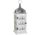 Farola Madera Cristal 19X19X51 Envejecido Blanco El mejor complemento para tu hogar. - Fijalo -