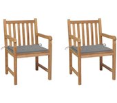 vidaXL Sillas de jardín 2 uds cojines madera de teca