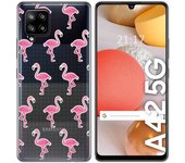 Tumundosmartphone Funda Gel Transparente para Samsung Galaxy A42 5G diseño Flamenco Dibujos