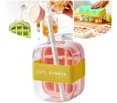 Cubitera, Bandeja para Cubitos de Hielo, Cubitera con Tapa y Recipiente, Cubitera para Botellas de Agua, Cubitera con Prensa en Forma de Tetera (Verde, 800 ml)