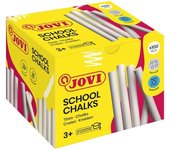 Jovi classcolor caja de 100 tizas antipolvo blancas - compactas - sin polvo - materias primas naturales - trazos nitidos - faciles de borrar - resistentes - redondas - color blanco