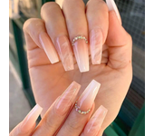 24Pcs/Set Press on Nails False Nails with Flower Design Long Coffin French Ballerina Fake Nails Art Full Cover Acrylic Nail Tips