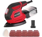1.6A 200W 14000 OPM Compact Sander Efficient Dust Collection System with 2pcs Polishing Pads & 20pcs Sandpapers for  Spaces DIY