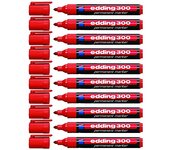Edding 4-300002 300 - Rotulador permanente (10 unidades), color rojo