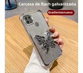 Luxury Glitter Butterfly Holder Phone Case for Oppo A60 A18 A38 A55 A56 A57 A77 A36 A35 A32 5G TPU Plating Protector Back Cover