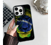 1pc Brazil Brazilian Flag Phone Case IMD Phone Case For IPhone 16 15 14 13 12 11 Pro Max Plus Color Silver Cover