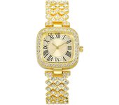 Nuevo reloj para mujer con forma cuadrada, estrellas y piedras brillantes, correa de brazalete, un reloj de lujo para la mujer
