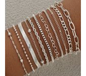 11Pcs/Set Boho Twisted Flat Snake Chain Anklet for Women Summer Beach Vintage Barefoot Ankle Bracelet On Leg Jewelry Accessories