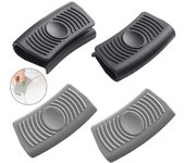 2 pares de manoplas de silicona caliente olla agarre mango cubierta manga agarre Mitt pizca agarre microondas sartenes anti-escaldado guantes griddles manopla, gris negro