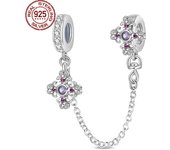 Real S925 Sterling Silver Safety Chain-Classic Cross Pendant For Original Pandora Bracelet For Women Birthday Fine Jewelry Gift