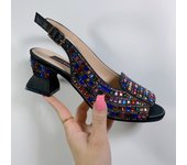 Chunky Mules Heels for Women Summer Shoes 3CM Platform Sqaure Heeled Sandals Bling Bling Rhinestone Ladies Mules Sandals Woman