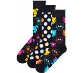 Happy Socks Calcetines, paquete de 3 - Clásicos, estampados, mezcla de algodón, colores mixtos