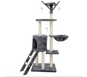 Árbol Rascador 50x35x138 cm Gris Poste De Sisal Natural  Arbol para Gatos con Plataforma Torre Rascador Escalador para 2-3 Gatos Medianos Estable Rascador con Nidos Hamaca Plataformas Juguete.  CT23 PCT