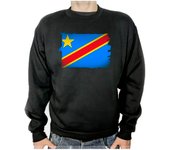 MERCHANDMANIA SUDADERA NEGRA bandera república democrática del congo pais adulto poliester algodón sweatshirt