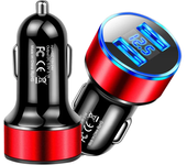 Phone Charge Adapter 3.1A Super Fast Charging Car Charger Dual USB 2 Port Smart Mobile Phone Charger 17.5W Voltmeter LCD Display