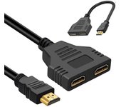 Splitter For Dual Monitors, Black Hdmi Double Adapter, Hdmi Splitter 1 In 2 Out, Ideal For Hdmi Hd, Led, Lcd, Tv, Supports Two Tvs At The Same Time, S