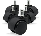 Ruedas de Recambio para Silla Escritorio, Silla Oficina, Ruedas Giratorias de Plástico Color Negro, Ruedas 11x22 mm, Ruedas de Recambio, Ruedas Silla Oficina y Gaming - Ofituria (5 ruedas)