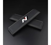 Car Seat Belt Nappa Leather Safety Belt Shoulder Covers For Hyundai N Performance i30 i20 Elantra Tucson Kona Sonata Kona 2023
