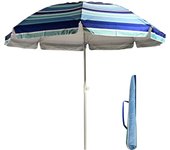 Sombrilla Playa Grande Antiviento con Protección UV50+, Sombrilla Plegable Multicolor a Rayas, Sombrilla Exterior con Tubo de Aleación de Zinc, Sombrilla Ligera y Resistente Incluye Bolsa de Transporte para Beach Jardín Verano