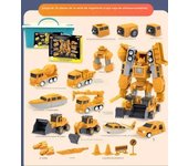Magnetic Deformation Robot Engineering Car Excavator Mixer Truck Children's Multi-functional Combination Transform Robot Toy