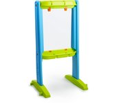 FEBER - Art & Fun Board, Pizarra transparente con forma de caballete para niños para pintar y jugar, con 2 rotuladores de colores, pegatinas y clips para poner papeles y calcar, Famosa (800013532)