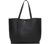 Bolsos para mujer, bolso de mano para mujer, bolso de mano de piel sintética suave, de gran capacidad, bolso de hombro con asa superior para mujer, bolso de mano negro para mujer