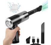 Mini aspiradora portátil, aspiradora de mano inalámbrica con teclado y motor de cepillo, 4500 PA de alta potencia y tipo C, /V01/negro