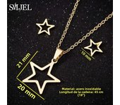 SMJEL Stainless Steel Love Heart Necklaces Women Girls Golden Jewelry Sets Simple Wedding Wave Heart Earrings 2022 Wholesale