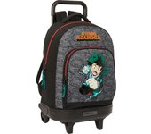 SAFTA - MOCHILA GDE. C/RUEDAS COMPACT EXTRAIBLE MY HERO ACADEMIA - Mochila con Carro Incluido - Mochila Asas Ajustables y Espalda Ergonomica - Mochila Diseño Único y Licencia Oficial By MY HERO ACADEMIA