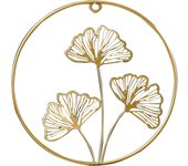 Ginkgo Leaf Wall Sculpture, 3D Golden Ginkgo Art Metal Hanging Ornaments Creative Morden Decoration for Living Room Bedroom