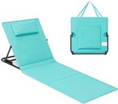 Tumbona de Playa Portátil con Cojín y Respaldo Reclinable, para Camping, Jardín y Piscina con Asa, 158x55 cm