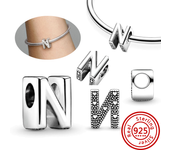 925 Sterling Silver Hollow Round A-Z 26 English Letter Alphabet DIY Beads Fit Original Pandora Charms Bracelet Fine Jewelry Gift