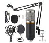 Juego de micrófono de condensador con soporte de brazo y soporte para PC, grabación