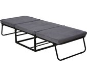 HOMCOM Cama de Invitados Plegable, Taburete Cama Plegable 2 en 1, Cabecero Regulable en Altura, Poliéster + Acero + Espuma, Gris, 192 x 68 x 37 cm