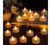 Paquete de 24 velas sin llama que funcionan con pilas, luces LED realistas y brillantes para fiestas, bodas, cumpleaños (pilas incluidas)