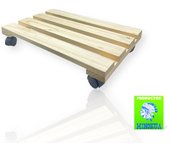 MINOKUA Carros de Madera con Ruedas para Jardín, Bandeja de Madera 40cm X 35cm, Capacidad de Carga 100kg