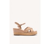 Sandalias Piel Y Cuña Rafia Gilsum
