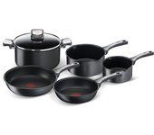 Tefal Unlimited On, set de 5 piezas, cazos 16-20 cm + cacerola 24 cm + sartenes 22-26 cm, antirrayaduras, para todo tipo de cocinas, fácil limpieza,  revestimiento antiadherente seguro y de alto rendimiento, Thermo Signal™