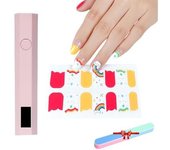 Pegatinas de uñas de gel con kit de luz ultravioleta, pegatinas de uñas de gel ultravioleta, kit de pegatinas de uñas de gel para bricolaje, tiras de uñas de gel semicuradas, fáciles de aplicar y quitar (07)