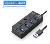 HUB USB 3.0 USB Splitter 2.0 4-in-1 USB Adapter Multi-Port Independent Power Switch Extender 30CM Cable