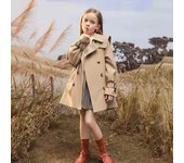3-14 years Spring Autumn Girls Windbreaker Trench Coat Windproof Children Kid's Mid-Length Jacket Coat Baby Teenagers Overcoat