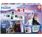 Superpack 4 en 1 Frozen (domino, puzzle 25, puzzle 50 e identiti) (Educa 19737)