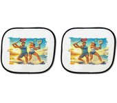 MERCHANDMANIA PARASOL DOBLE juego padel raquetas amigos deporte playa sunshield coche